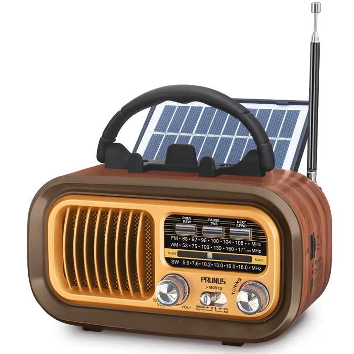 Haut-parleur Bluetooth multifonction Radio rétro FM AM SW Radios portables panneaux solaires Radio à