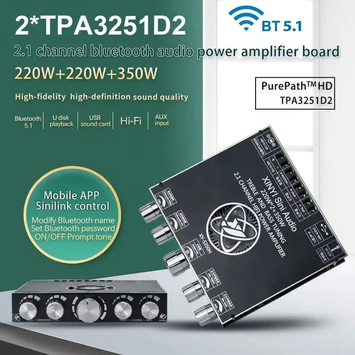 2*220 W + 350 W Bluetooth TPA3251 carte amplificateur de puissance USB carte son caisson de basses t