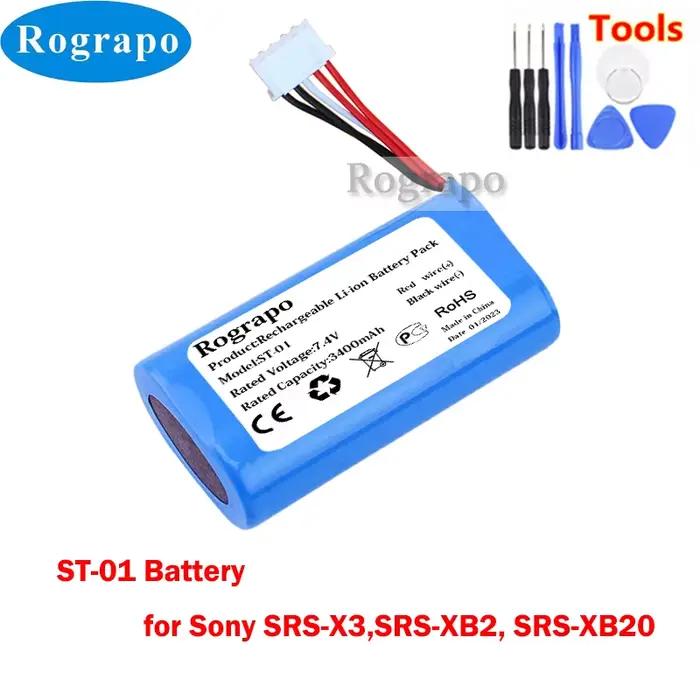 Nouvelle batterie Li-ion 7.4V 3400mAh/2600mAh ST-01 pour haut-parleur Sony SRS-X3, SRS-XB2, SRS-XB20