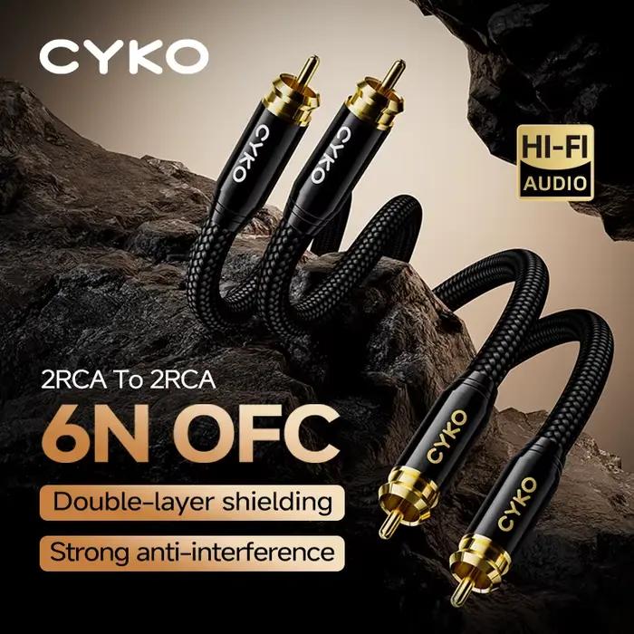CYKO HIFI 1 paire stéréo 6N OFC haute performance Premium 2RCA à 2RCA câble Audio pour amplificateur