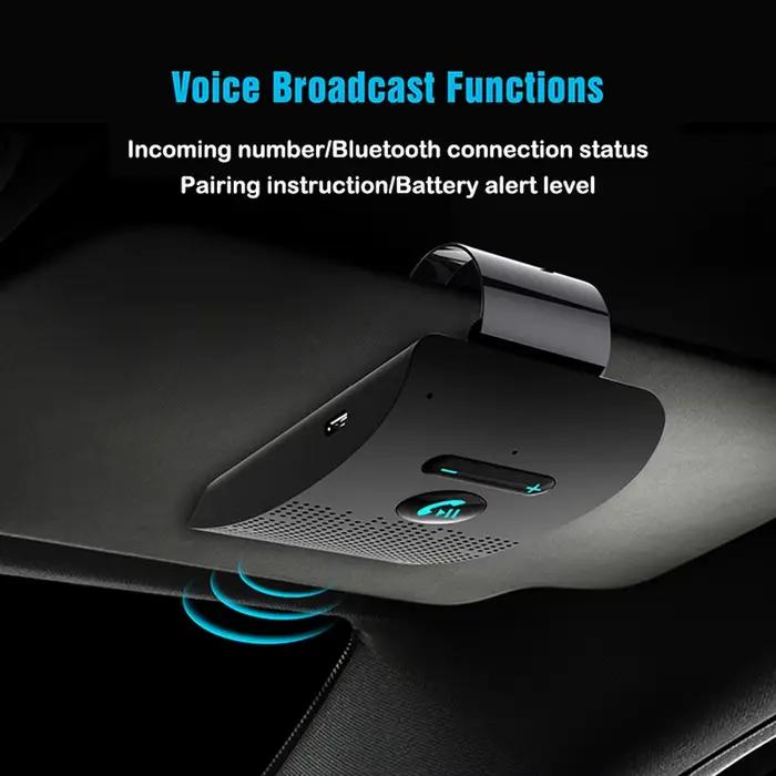 Kit mains libres Bluetooth 5.0 pour voiture, haut-parleur, lecteur de musique MP3, Clip pare-soleil,