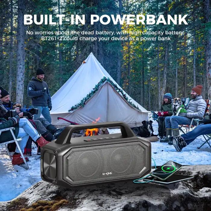 W-KING BT261 haut-parleur sans fil Bluetooth Portable 80W, IPX6 étanche fort avec Boost de basse, ap