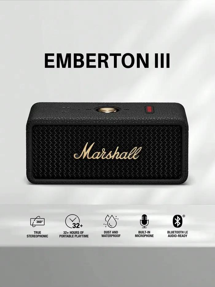 Haut-parleur Bluetooth portable Marshall Emberton III, Bluetooth 5.3, étanche IP67, son stéréo puiss