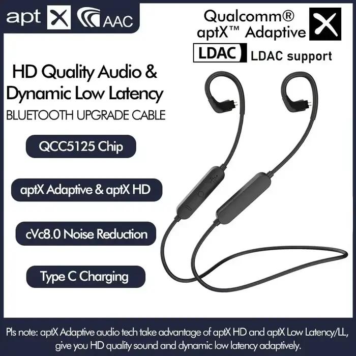 Câble Bluetooth sans fil pour écouteurs, MMCX, 2PIN, IE80, QDC, A2DC, IE40PRO, Kband, QCC5125 Sat, A
