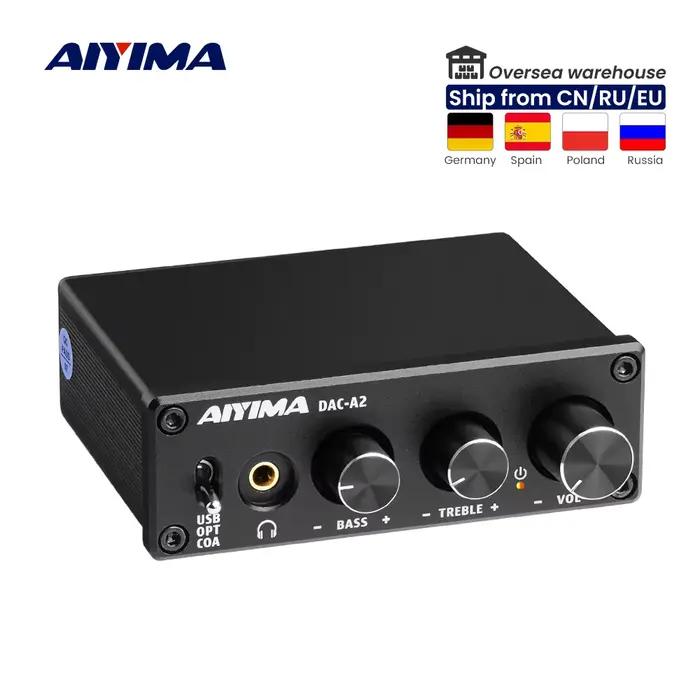 AIYIMA Amplificateur DAC-A2 2.0 Hifi Décodeur Numérique USB Radiateur Audio Sauna Téléphone Amplific