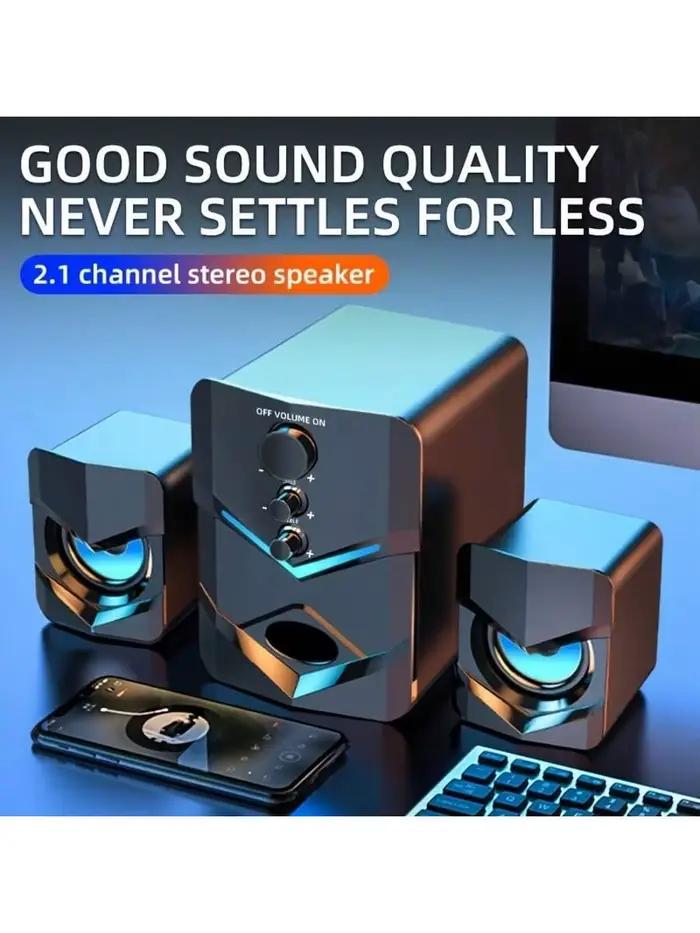 Haut-parleurs de bureau stéréo 2.1 de haute qualité avec éclairage d'ambiance LED - Alimentation USB