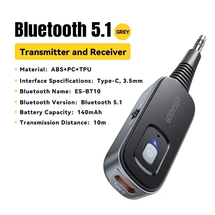 Essager 2 in1 Bluetooth 5.1 récepteur Audio émetteur 3.5MM Jack avec micro stéréo musique adaptateur