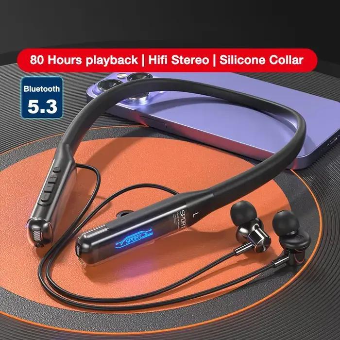 EARDECO 80 heures d'endurance casque sans fil Bluetooth avec micro casque sans fil basse stéréo Spor