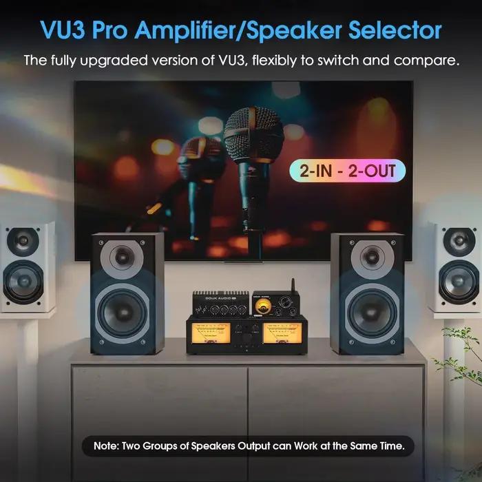 Douk Audio-Amplificateur VU3PRO, sélecteur de haut-parleur avec VU-mètre, boîtier de commutation 2 e