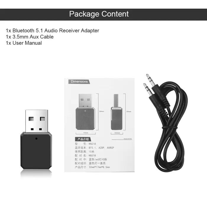 Récepteur Audio Bluetooth, musique stéréo, adaptateur sans fil USB 3.5mm AUX pour Kit de voiture, ha