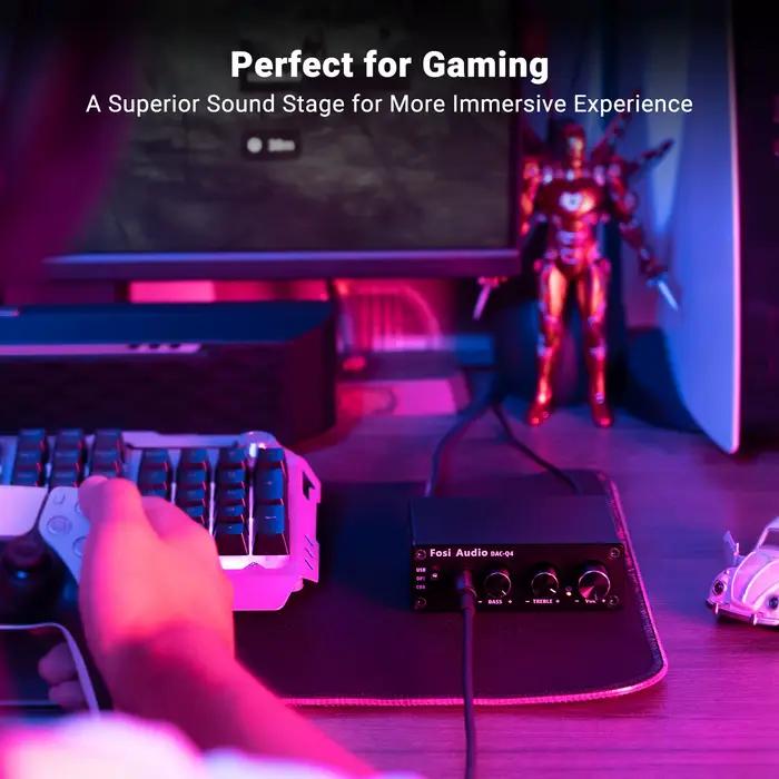 Fosi Audio Q4 Mini stéréo de jeu USB DAC et amplificateur de casque adaptateur de convertisseur Audi