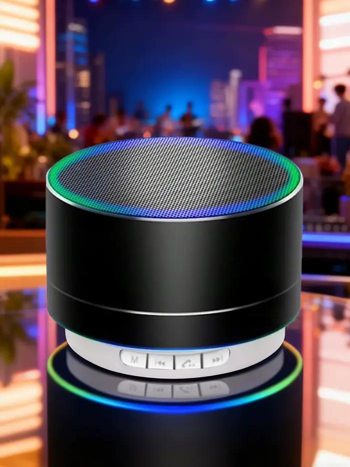 Haut-parleur Bluetooth lumineux RVB avec texture métallique, un nouveau partenaire audio pour les vi