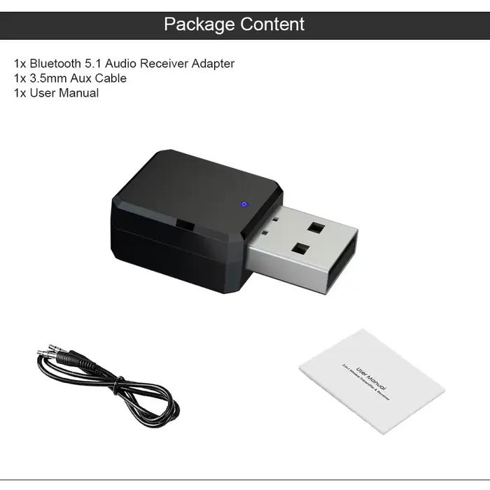 Adaptateur récepteur Bluetooth 5.1, haut-parleurs de musique, appels mains libres, AUX, USB, stéréo,