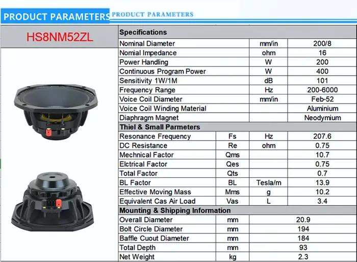 Système de haut-parleurs line array professionnel MW Audio de 8 pouces, haute performance