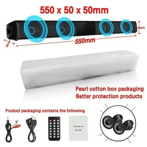 Barre de son haute puissance 40W, pour TV, ordinateur, haut-parleur Bluetooth sans fil, système sono