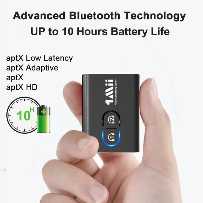 1Mii ML300 Portable Bluetooth 5.2 récepteur émetteur Audio aptX LL HD 280mAH batterie 3.5mm Aux Blue
