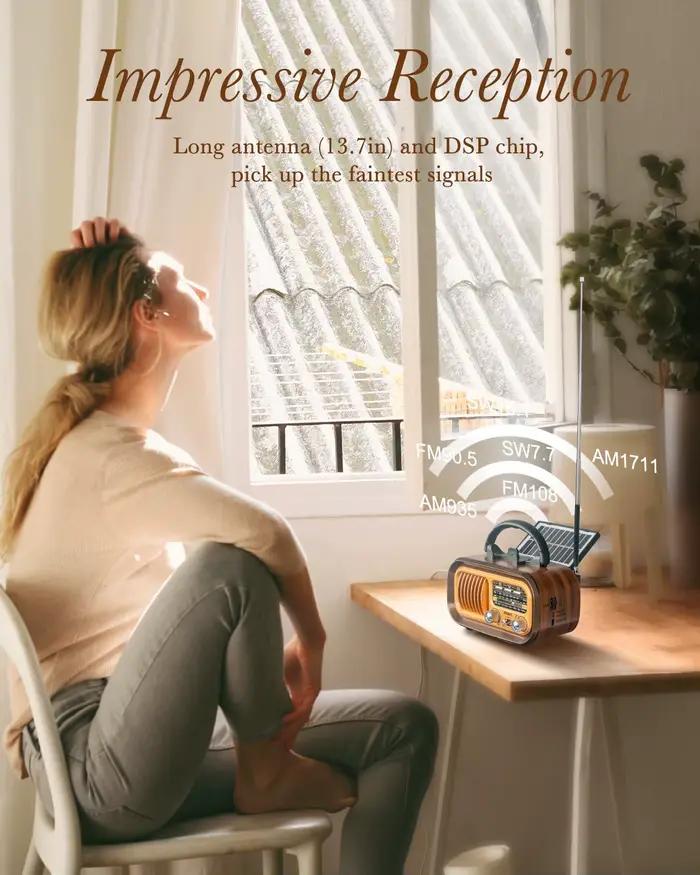 Haut-parleur Bluetooth multifonction Radio rétro FM AM SW Radios portables panneaux solaires Radio à