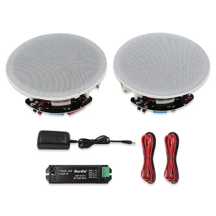 Herdio 2 pièces 6.5 "monture encastré dans le plafond mur haut-parleurs Bluetooth 300W encastré 2 vo