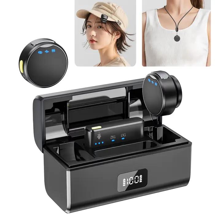 Microphone sans fil 100M pour téléphone, microphone cravate magnétique professionnel avec boîtier de