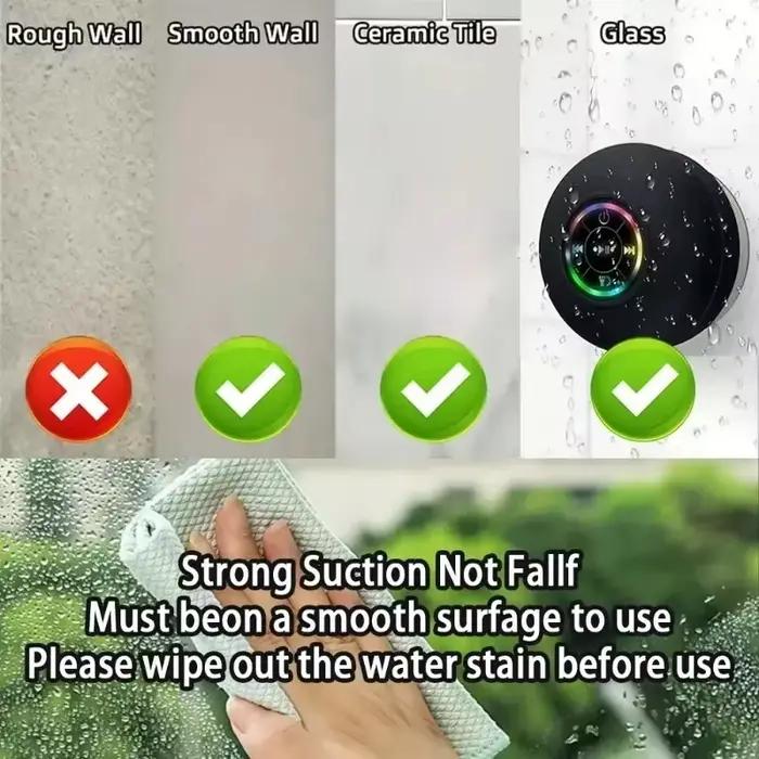 Mini Haut-parleur Mural Portable Bluetooth Lumières LED Étanches Imperméables Extérieur Grande Ventouse Peut Être Aspiré Usage Intérieur Extérieur Occasions Spéciales