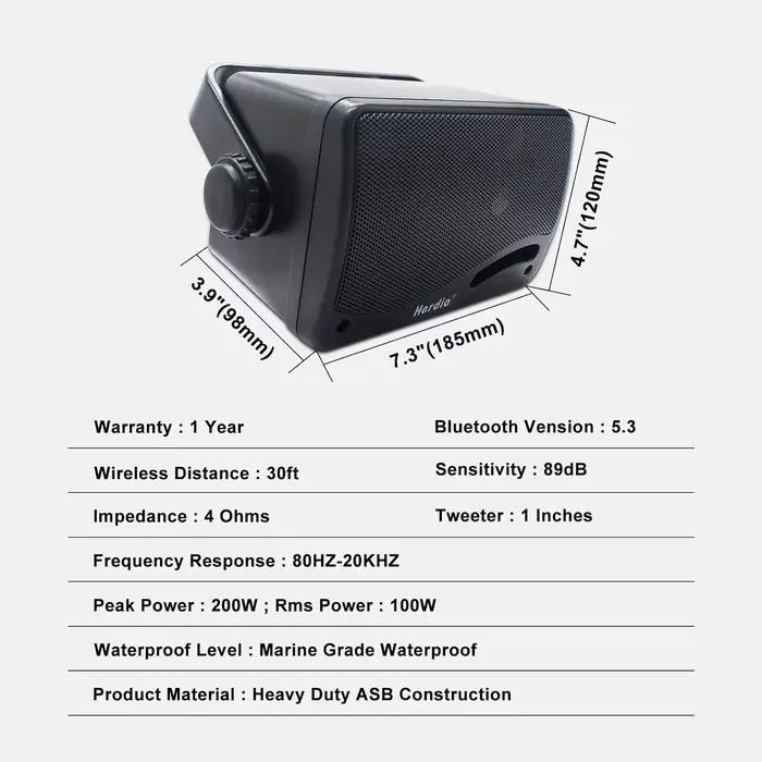 Herdio Enceintes Bluetooth d'extérieur 3