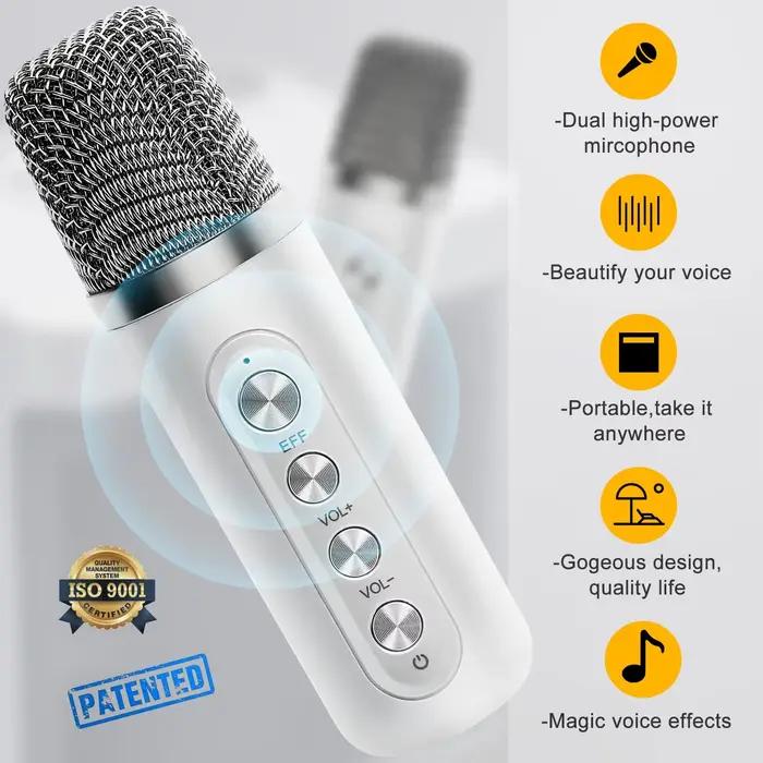 Machine à karaoké pour adultes haut-parleur karaoké Bluetooth 2 microphones sans fil système PA carte TF USB AUX occasions spéciales