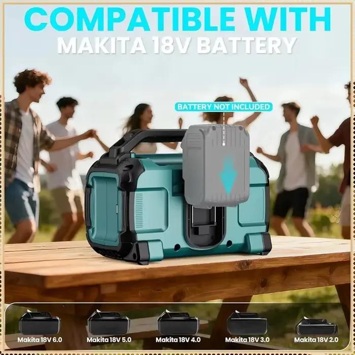Haut-parleur Bluetooth sans fil Makita, haut-parleurs portables surround, haut-parleur subwoofer à double canal pour batterie Makita