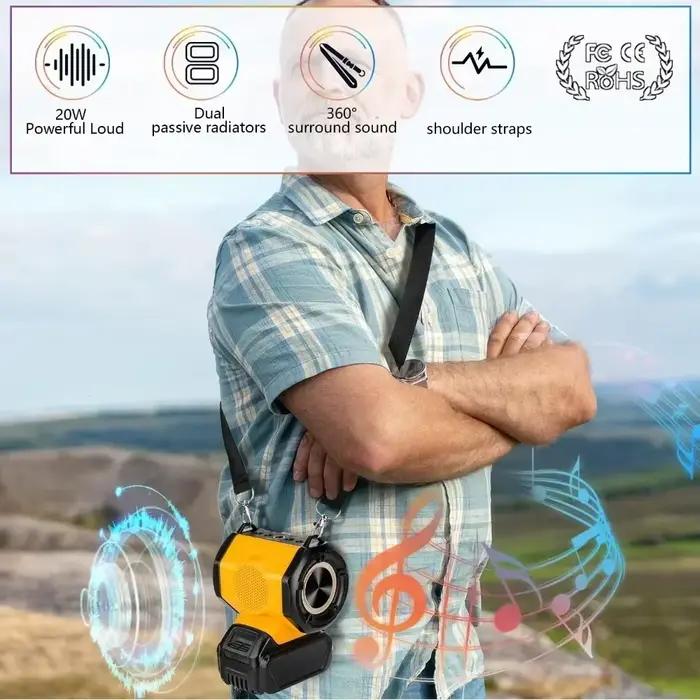 Pour haut-parleur Bluetooth à batterie Dewalt 20 V avec port USB