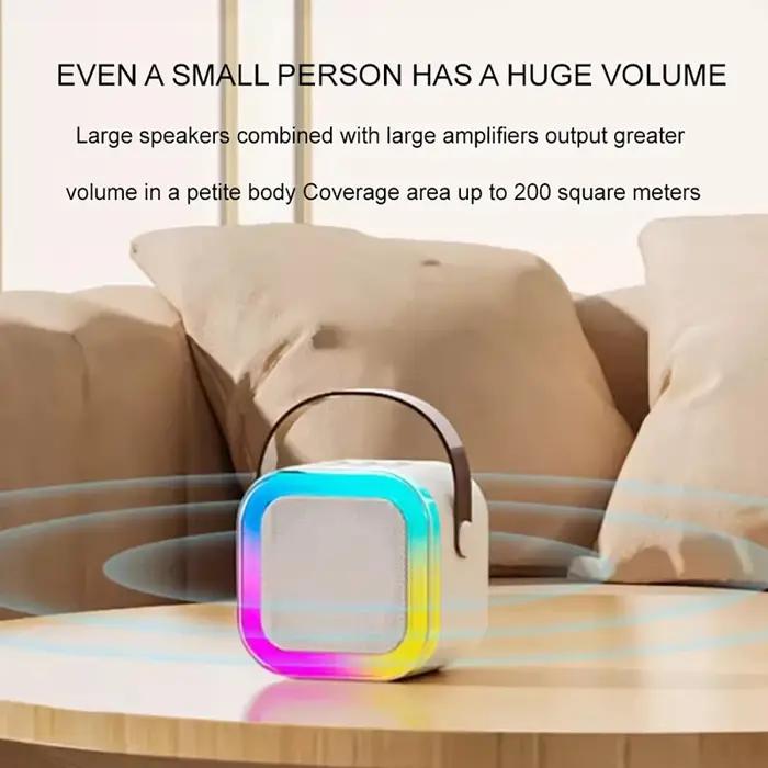 Haut-parleur Bluetooth 5.3 avec effets lumineux RGB pour karaoké et fêtes d'anniversaire