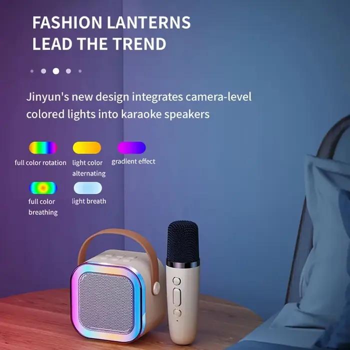 Haut-parleur Bluetooth 5.3 avec effets lumineux RGB pour karaoké et fêtes d'anniversaire