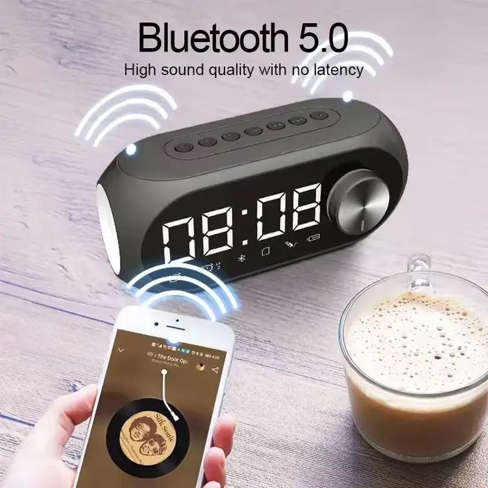 Réveil Portable Bluetooth haut-parleur Radio FM caisson De basses sans fil boîte De son musique Mini Woofers Caixa De Som Coluna lampe Bocina