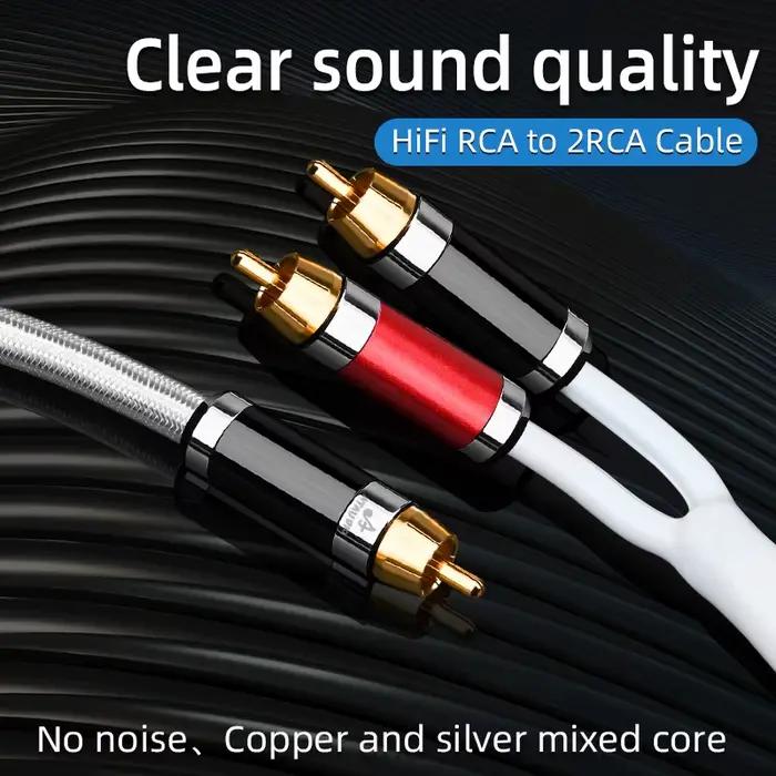 Câble Audio Hi-Fi RCA vers 2RCA pour Amplificateur et Haut-Parleur