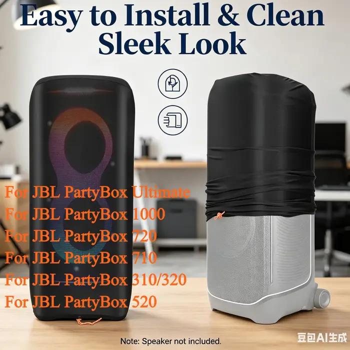 Housse anti-poussière pour haut-parleur JBL PartyBox 1000/720/710/520/320/310/Ultimates, étui noir pour haut-parleur, pochette de rangement de voyage, Lycra