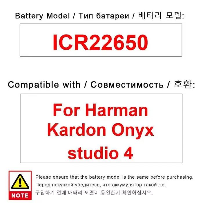 Batterie de haut-parleur 3000Mah pour Harman Kardon Onyx Studio 4 haute capacité ICR22650