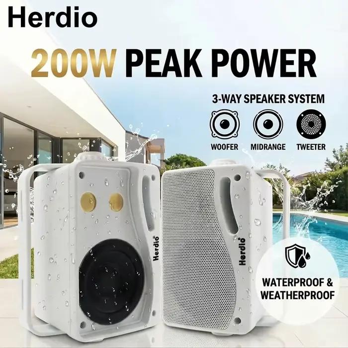 Herdio 3.5 pouces haut-parleur extérieur 200W étanche montage mural haut-parleurs HiFi passif filaire 3 voies Premium