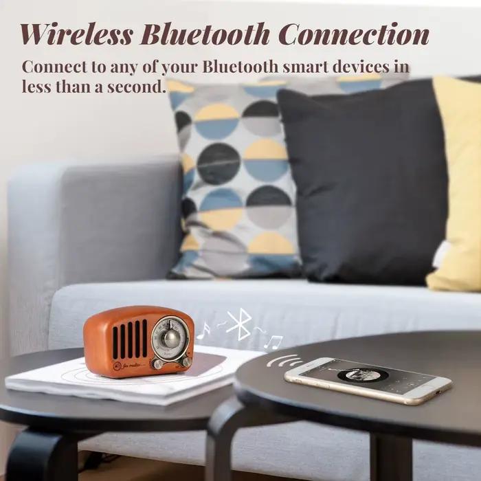 Magasin UNUS J-919 Vintage Mini Radio Rétro vieux classique Haut-Parleur Bluetooth Portable FM