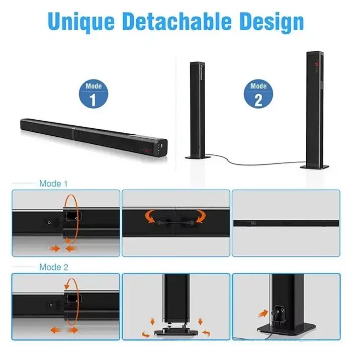 Barre de son surround 3D pour TV avec Bluetooth 5.0 et caisson de basses pour une expérience audio immersive à domicile