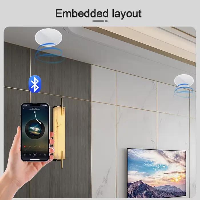 Mini haut-parleurs Bluetooth encastrés au plafond pour musique stéréo dans la maison chambre salon cuisine salle de bains