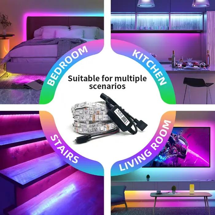 12V Led Bande Lumières RGB 5050 5M 54 LEDS Bluetooth APP Contrôle Luces Led Flexible Diode Décoration Pour Salon Lampe Ruban