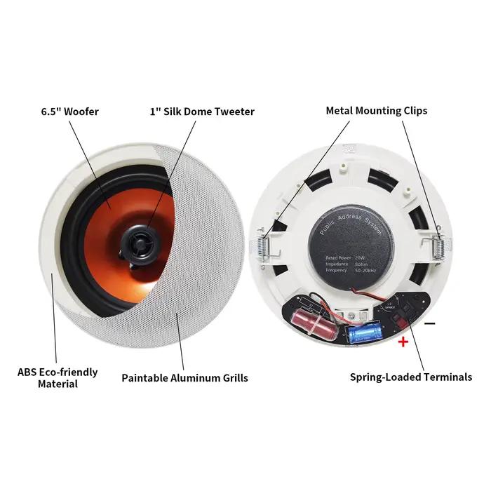 MUXEARK 300W 6.5 ''haut-parleur Bluetooth au plafond filaire système de haut-parleurs encastrés à la maison adapté avec récepteur amplificateur pour bain intérieur
