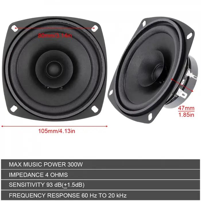 Haut-parleur Hifi 4 Pouces 300W Coaxial Universel Pour Voiture Expérience Sonore Enrichissante Musique Capturant Nuances Émotions Explosives Occasions Spéciales