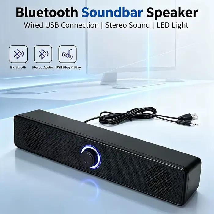 Barre de son Bluetooth filaire et sans fil pour ordinateur, PC, TV, ordinateur portable, système audio portable