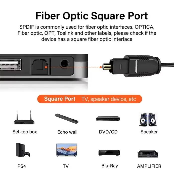 Câble audio numérique à fibre optique haute vitesse Toslink SPDIF pour barre de son PS4 Xbox