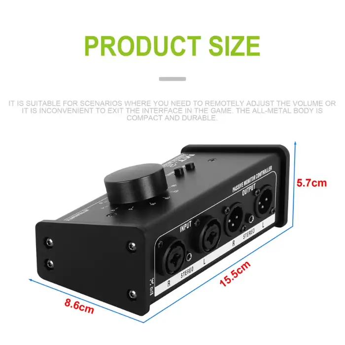 Contrôleur de moniteur passif avec XLR 3.5mm dans l'oreille, prises audio, prend en charge le contrôle d'atténuation, outils de fonction muets
