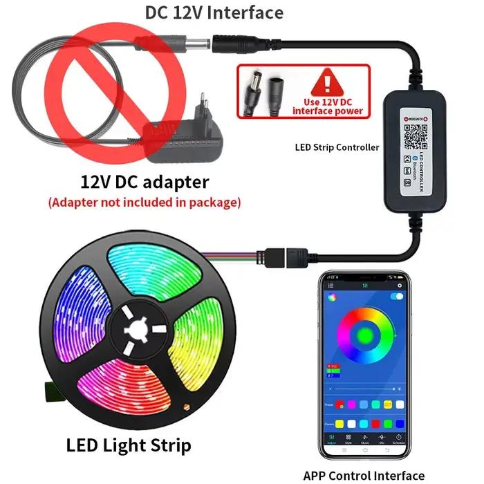12V Led Bande Lumières RGB 5050 5M 54 LEDS Bluetooth APP Contrôle Luces Led Flexible Diode Décoration Pour Salon Lampe Ruban