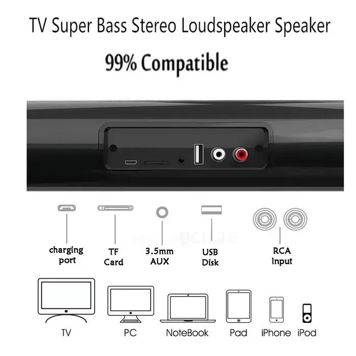 Barre de son Bluetooth super puissante avec haut-parleur sans fil, son surround stéréo, pour téléviseur domestique, caisson de basses et radio FM pour expérience audio enrichie à domicile