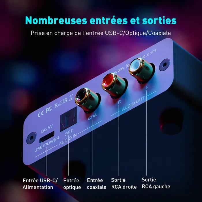 Amplificateur audio USB Fosi Audio K5 PRO pour jeux avec microphone amplificateur casque mini DAC audio pour haut-parleurs actifs alimentés par le bureau occasions spéciales gaming