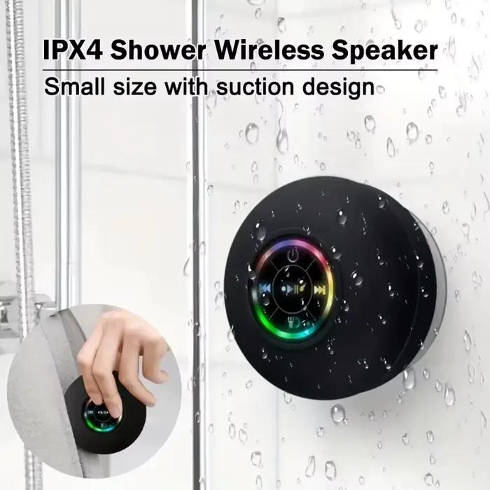 Nouveau salle de bain étanche sans fil LED Bluetooth haut-parleur grande ventouse Mini