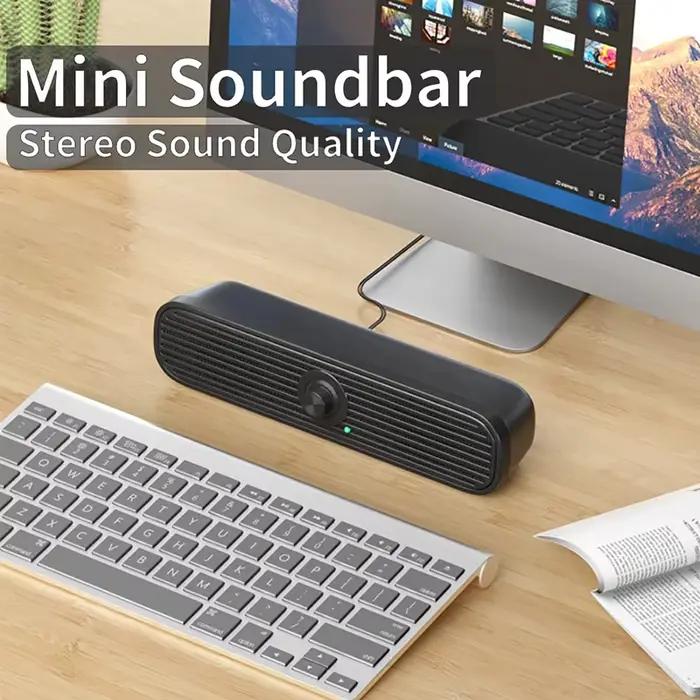 Barre de son portable AyeBeau 2.0 en plastique avec caisson de basse pour maison, cinéma à domicile, musique et réunions en ligne