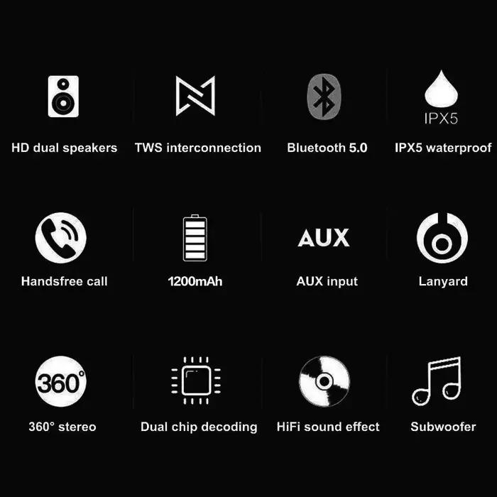 Haut-parleur sans fil Bluetooth Portable TWS